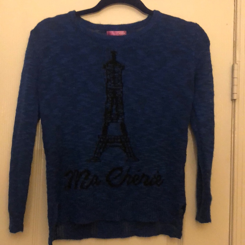 Girls aqua Eiffel Tower sweater l 10/12